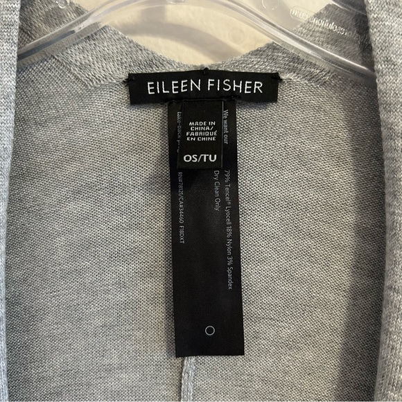 Eileen Fisher Colorblock Poncho Wrap  in Dark Pearl Quiet Luxury - Picture 9 of 12